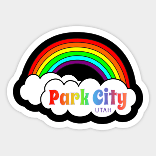 Park City Utah Rainbow and Clouds Sticker